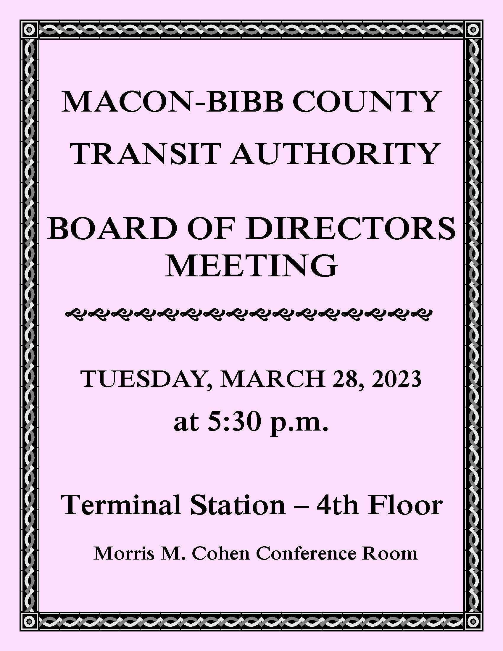 MTA Board Meeting Notice